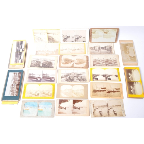 548 - An assortment of 19th century Victorian and later photographic stereograph slides to include topogra... 