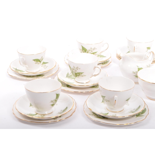 57 - A vintage Royal Vale / Ridgway Potteries bone china tea set in 'Lily Of The Valley' pattern. Trio se... 