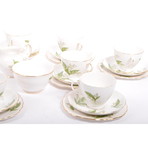 57 - A vintage Royal Vale / Ridgway Potteries bone china tea set in 'Lily Of The Valley' pattern. Trio se... 