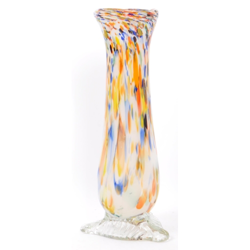 58 - A large vintage 1960's centrepiece poly chrome vase. Hand blown with vibrant multi-coloured detailin... 