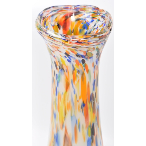 58 - A large vintage 1960's centrepiece poly chrome vase. Hand blown with vibrant multi-coloured detailin... 