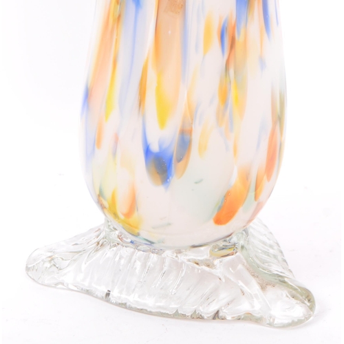 58 - A large vintage 1960's centrepiece poly chrome vase. Hand blown with vibrant multi-coloured detailin... 