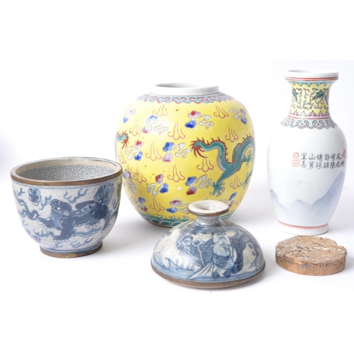 6 - A collection of 19th & 20th century Chinese, Japanese and Oriental porcelain ceramics to include; pa... 