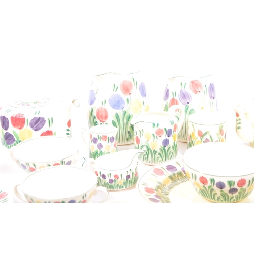 87 - Of local interest - Bristol & Pountney & Co England. Amberone pattern with hand painted tulip flower... 