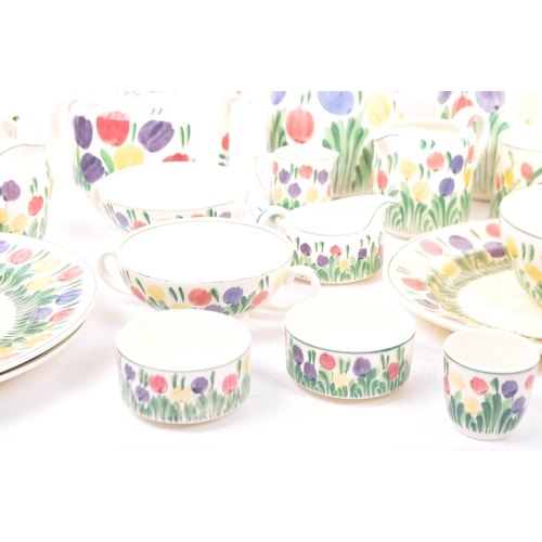 87 - Of local interest - Bristol & Pountney & Co England. Amberone pattern with hand painted tulip flower... 