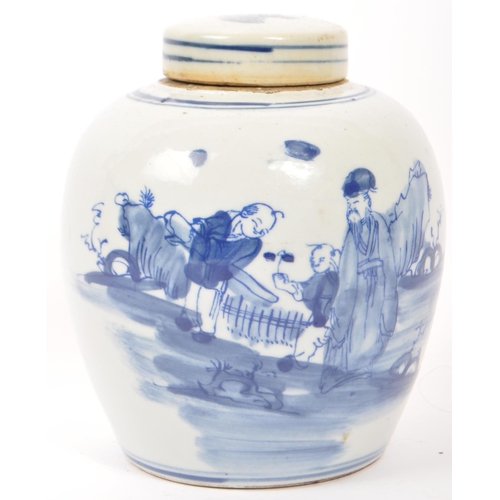 96 - A 19th century Chinese porcelain hand painted ginger jar. the ginger jar having white ground and bei... 