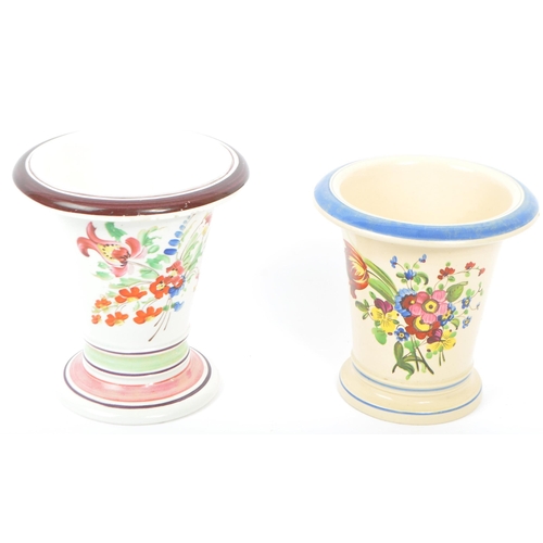 97 - Of local interest - Two early 20th century Bristol hand crafted & painted tapering flower vases. Wit... 