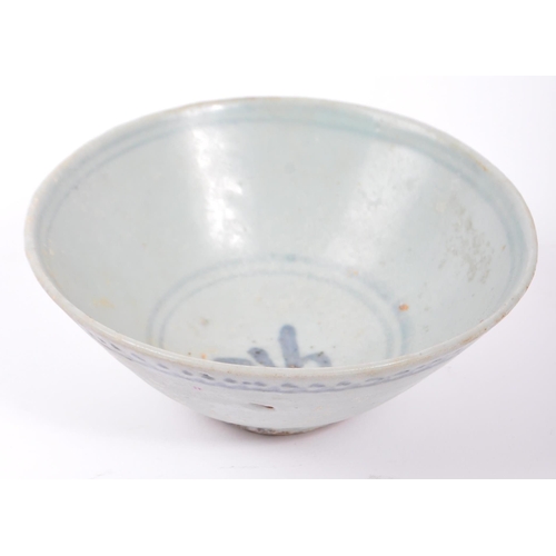 98 - Two 19th and 20th century Chinese porcelain and Ming bowls, both being decorated with blue detailing... 