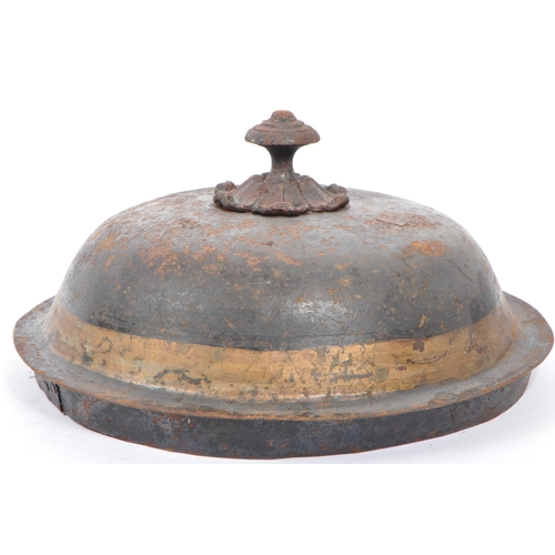 283 - Two 19th century Victorian painted metal urn lid having finial handles over cast acanthus leaves. Di... 