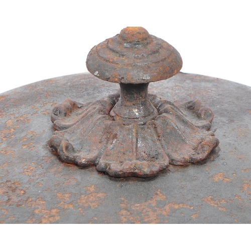 283 - Two 19th century Victorian painted metal urn lid having finial handles over cast acanthus leaves. Di... 