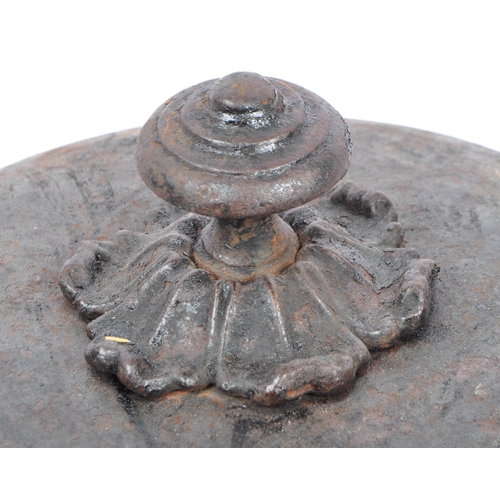 283 - Two 19th century Victorian painted metal urn lid having finial handles over cast acanthus leaves. Di... 