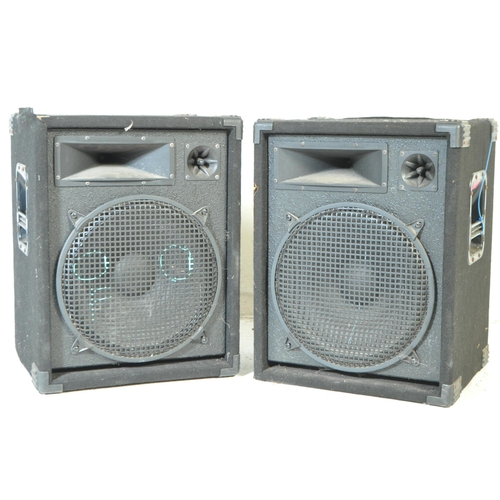 417 - A pair of contemporary gig / concert / club loudspeakers. Housed in a black case with mesh circular ... 