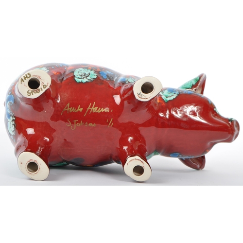 81 - Anita Harris Pottery - Contemporary studio art pottery - In the form of a pig with floral polychrome... 