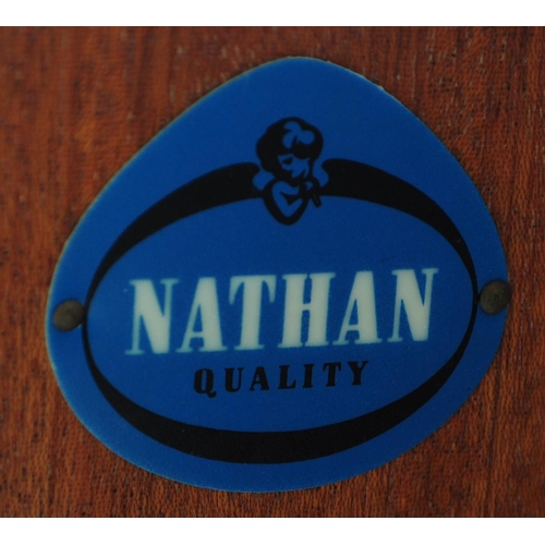 644 - Nathan - A 1960's mid 20th Century teak wood bedside chest / side lamp table by Nathan. Of simple fo... 