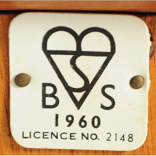 644 - Nathan - A 1960's mid 20th Century teak wood bedside chest / side lamp table by Nathan. Of simple fo... 