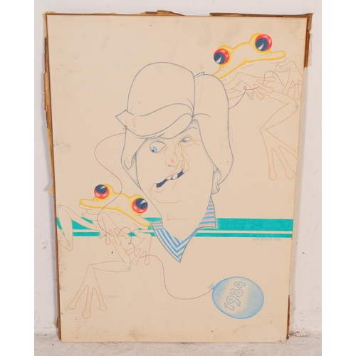 646 - Two vintage late 20th century Ivan Ripley signed chalk and pencil on paper pictures. With polychrome... 