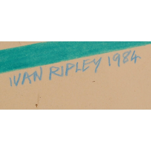 646 - Two vintage late 20th century Ivan Ripley signed chalk and pencil on paper pictures. With polychrome... 