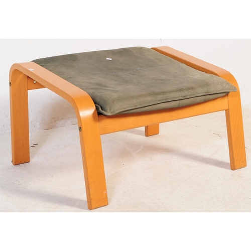 20th century Ikea bentwood and leather Poang swivel armchair and