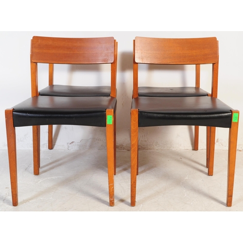 673 - A set of four vintage mid 20th century circa 1960's teak framed & leatherette dining chairs (Ministr... 