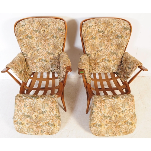 690 - Ercol - Model 1913 - Evergreen - A pair of mid 20th century circa 1960s blonde elm Ercol range 1913 ... 