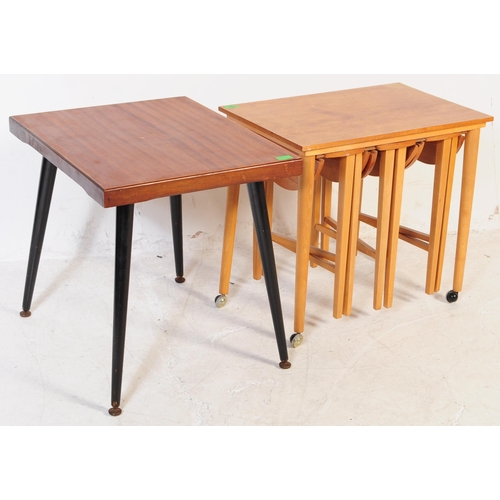 699 - A retro mid 20th century Danish inspired teak nest of table. Poul Hundevad manner. Rectangular form ... 