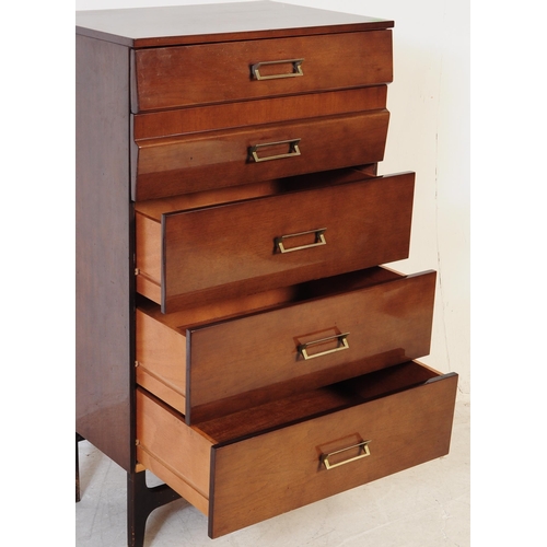 703 - Meredew Furniture - A retro 20th Century 1970's walnut veneered pedestal upright chest of drawers ha... 