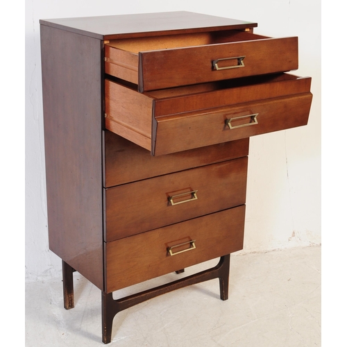 703 - Meredew Furniture - A retro 20th Century 1970's walnut veneered pedestal upright chest of drawers ha... 