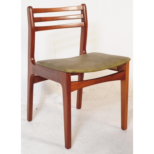 704 - A matching set of f six retro mid 20th century teak framed dining chairs. Each chair with three bar ... 