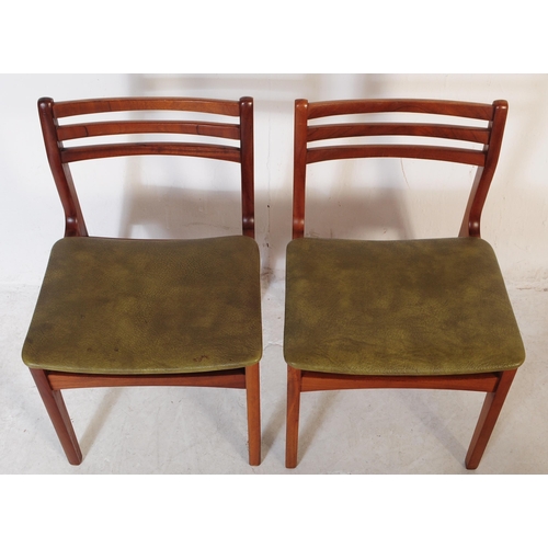 704 - A matching set of f six retro mid 20th century teak framed dining chairs. Each chair with three bar ... 