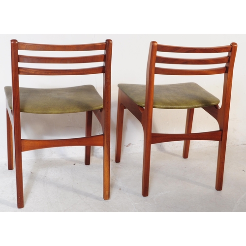 704 - A matching set of f six retro mid 20th century teak framed dining chairs. Each chair with three bar ... 
