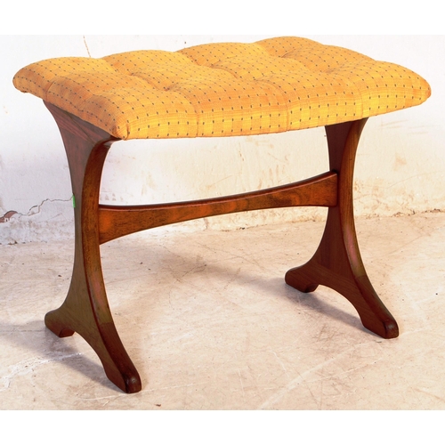 616 - G Plan - A retro mid 20th century circa 1960s teak dressing table stool. The stool having tufted uph... 