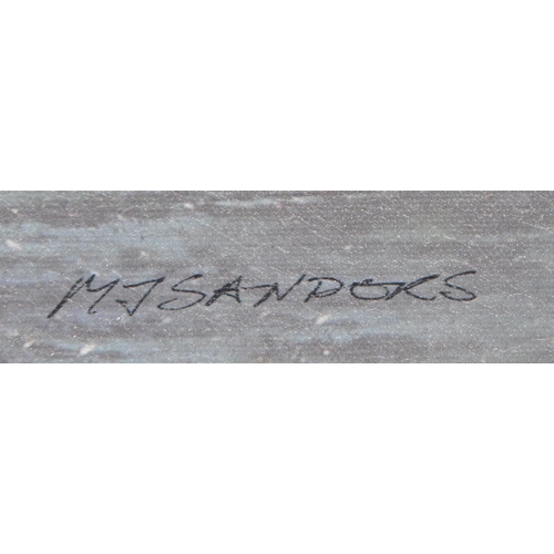 640 - A contemporary beach landscape study canvas print by Caroline Richmond. An inland coastal water trib... 