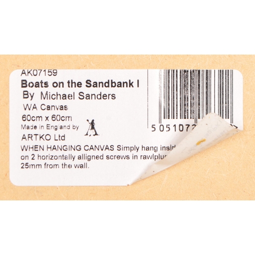 640 - A contemporary beach landscape study canvas print by Caroline Richmond. An inland coastal water trib... 