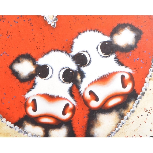 651 - 2009 canvas, Caroline Shotton tries a different approach to her love of cows in this limited edition... 