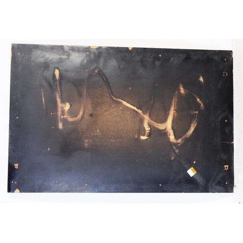 667 - A large 20th century ebonised and lacquered frame mirror. The mirror with beveled edge two tone lacq... 