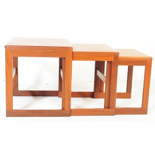 637 - British Modern Design - Mid 20th century teak nest of tables. Of rectangular form with square quadri... 