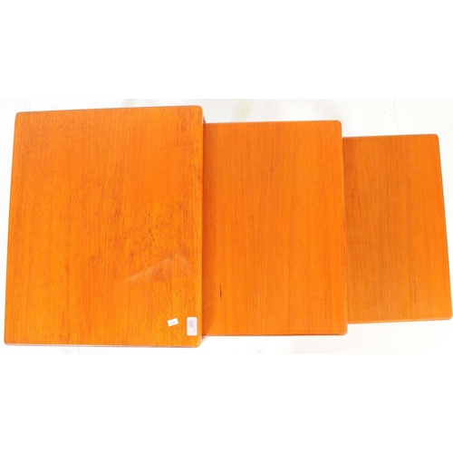 637 - British Modern Design - Mid 20th century teak nest of tables. Of rectangular form with square quadri... 