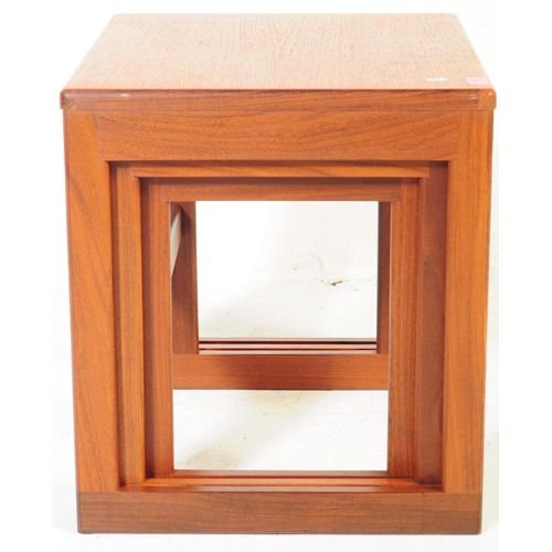 637 - British Modern Design - Mid 20th century teak nest of tables. Of rectangular form with square quadri... 