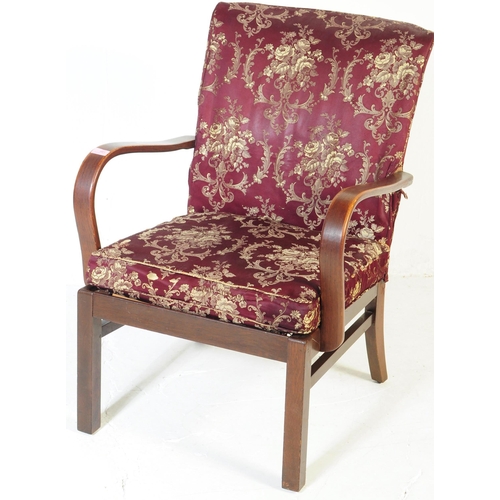 647 - Parker Knoll - A mid 20th century lounge easy armchair. Model number 714, with purple upholstered cu... 