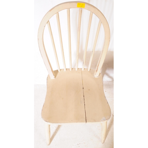 657 - A vintage 20th century kitchen / dining table. With a blue rectangular top with painted frame with t... 