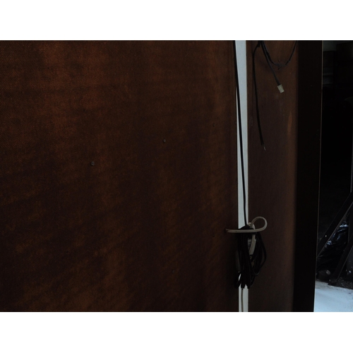 632 - A 20th century Belgium fruit wood wall unit comprising of a series of glazed and fall front cabinets... 