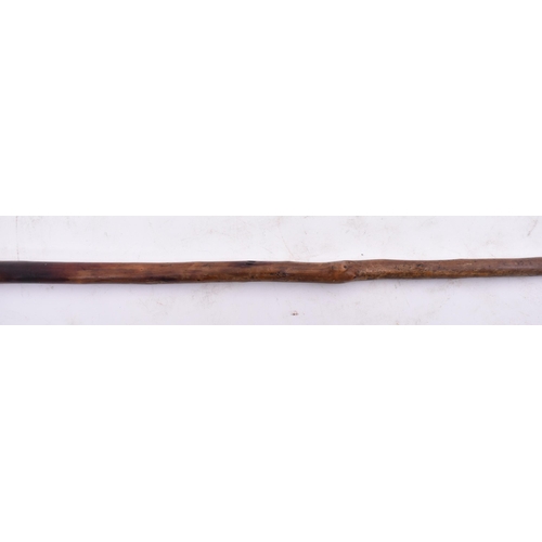 101 - A 19th century Boer War era carved blackthorn walking stick. The cane with carved knop top in the fo... 