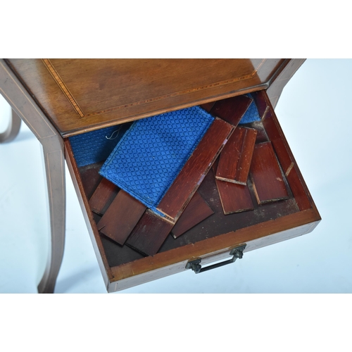 104 - An Edwardian mahogany inlaid sewing box - workbox table by JC Vickery - To His Majesty the King & He... 