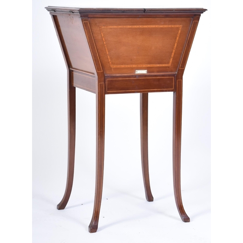 104 - An Edwardian mahogany inlaid sewing box - workbox table by JC Vickery - To His Majesty the King & He... 