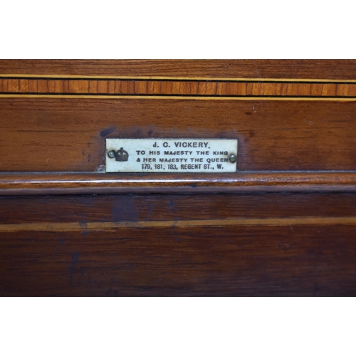 104 - An Edwardian mahogany inlaid sewing box - workbox table by JC Vickery - To His Majesty the King & He... 