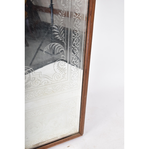 105 - A large pair of 20th century Edwardian shop / restaurant etched mirrors. Each mirror of rectangular ... 