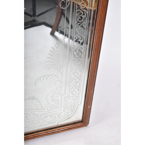 105 - A large pair of 20th century Edwardian shop / restaurant etched mirrors. Each mirror of rectangular ... 