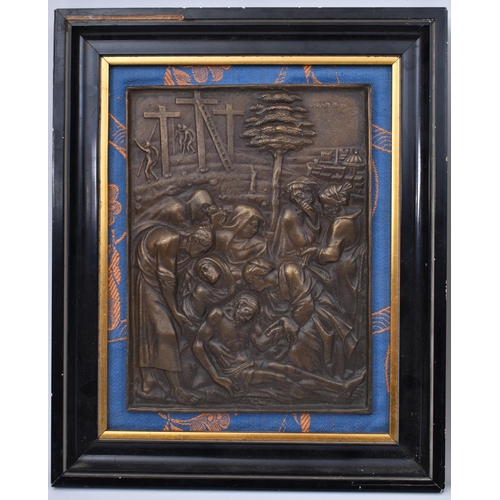 122 - After Gian Federigo Bonzagna - A pair of 18th century religious relief bronze plaques comprising one... 