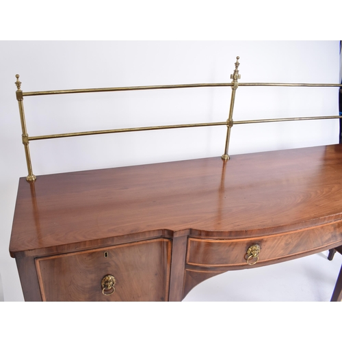 157 - A late 18th century George III Sheraton manner sideboard credenza. Raised on square tapering legs wi... 