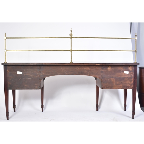 157 - A late 18th century George III Sheraton manner sideboard credenza. Raised on square tapering legs wi... 